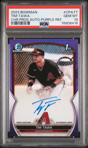 2023 Bowman Chrome Purple Refractor Tim Tawa #CPA-TT Auto /250 PSA 10