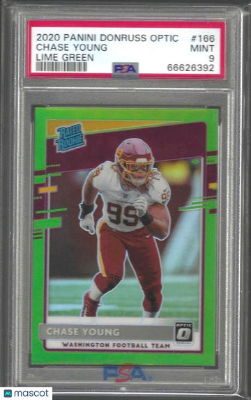 2020 Panini Donruss Optic Chase Young #166 Lime Green PSA 9