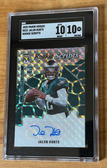 2020 Panini Mosaic Jalen Hurts Rookie Scripts RC Auto SGC 10 10 Rare! 