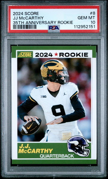 2024 Score Rookie 35th Anniversary JJ Mccarthy #8 PSA 10
