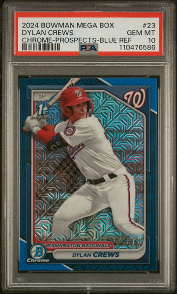 2024 Bowman Mega Box Chrome Prospects Chrome-Prospects-Blue Dylan Crews #23 /150 PSA 10