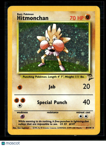 2000 Base Set 2 Hitmonchan Holo Rare #8/130