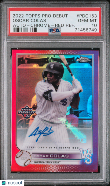 2022 Topps Pro Debut Oscar Colas #PDC153 Auto Chrome Red Refractor PSA 10