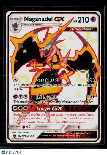 Pokemon 2019 Hidden Fates Naganadel GX FA SSR #SV63/SV94