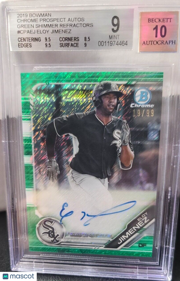 2019 Bowman Chrome Eloy Jimenez #CPA-EJ Green Shimmer BGS 9 Topps Auto 10