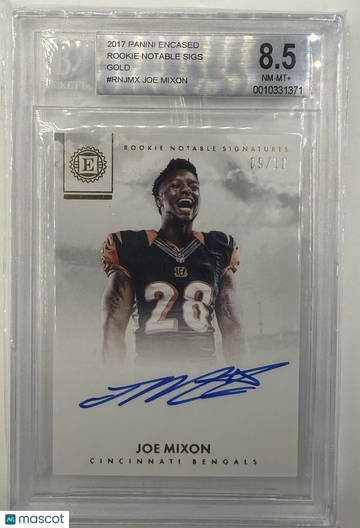 2017 Panini Encased Joe Mixon #RN-JMX Gold Parallel/Variety Rookie Insert BGS 8.5 Auto 10