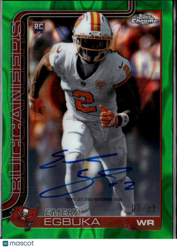 2025 Topps Chrome Emeka Egbuka #RA-EE Auto Green Wave Refractor /99 RC Trading Card Buccaneers