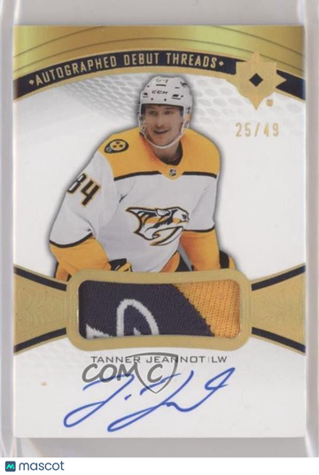 2021-22 Upper Deck Ultimate Collection Tanner Jeannot #ADT-TJ [Base] 25/49 Rookie Memorabilia Insert
