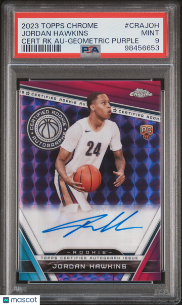 2023 Topps Chrome Certified Rookie Autographs Jordan Hawkins #CRAJOH RK Geometric Purple PSA 9