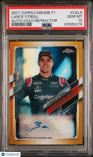 2021 Topps Chrome Formula 1 Autographs Lance Stroll #CALS Gold Refractor PSA 10