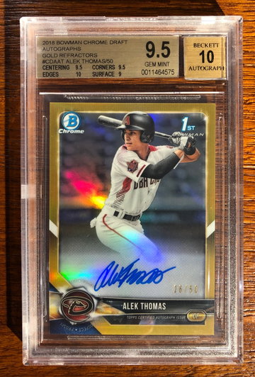 ALEK THOMAS 2018 Bowman Chrome Gold Refractor Auto /50 BGS 9.5/10