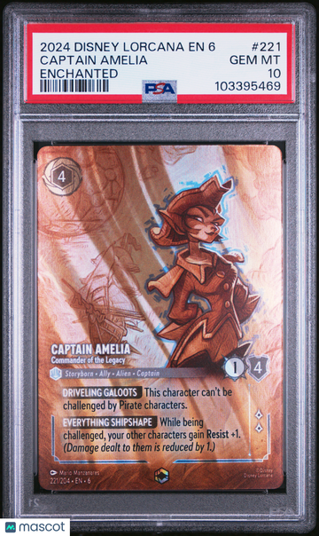 2024 Disney Lorcana EN 6-Azurite Sea Captain Amelia Enchanted PSA 10 #221