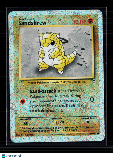 2002 Legendary Collection Sandshrew Reverse Holo #91/110