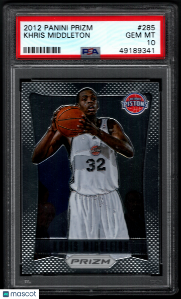 2012 Panini Prizm Khris Middleton Rookie Trading Card #285 PSA 10 Detroit Pistons NBA