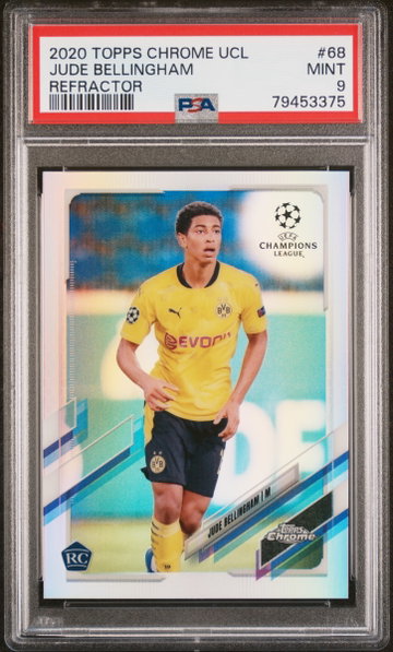 2020 TOPPS CHROME UEFA UCC JUDE BELLINGHAM REFRACTOR #68 RC ROOKIE PSA 9