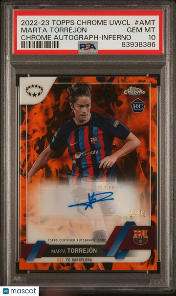 2022-23 Topps Chrome UEFA Women's Champions League Marta Torrejon #AMT Chrome Autograph-Inferno PSA 10
