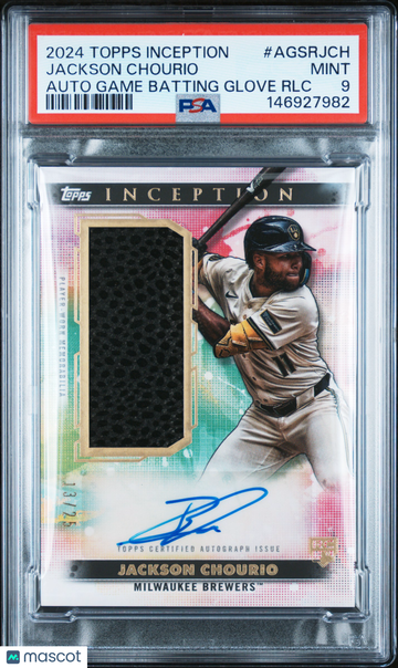 2024 Topps Inception Autographed Game Batting Glove Relic Jackson Chourio #AGSRJCH Relic /25 PSA 9 Topps