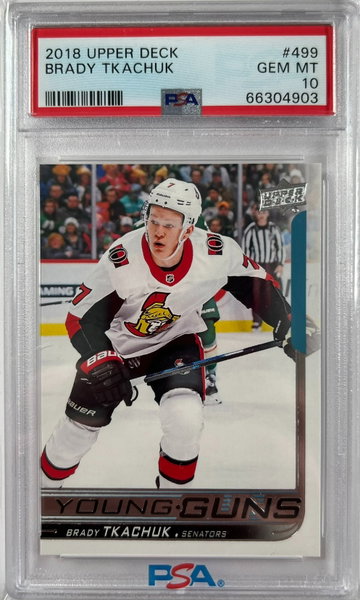2018 Upper Deck Brady Tkachuk Young Guns RC Rookie Card PSA 10 Gem Mint