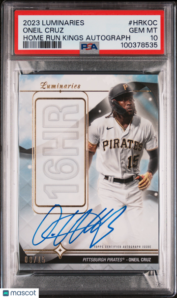 2023 Topps Luminaries Home Run Kings Autographs Oneil Cruz #HRKOC /15 PSA 10