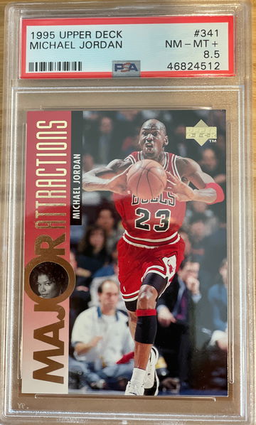 Michael Jordan GOAT 1995 Upper Deck Major Attractions - Queen Latifa - PSA 8.5 NM-MT