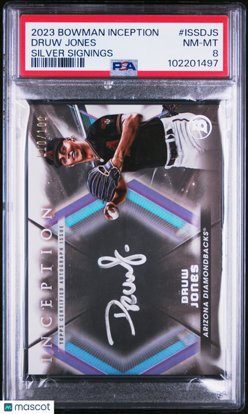 2023 Bowman Inception Silver Signings Druw Jones #ISSDJS /100 PSA 8