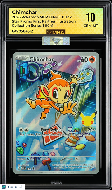 2026 Pokemon MEP EN-ME Black Star Promo Chimchar #041 First Partner Illustration Collection Series 1 MBA 10