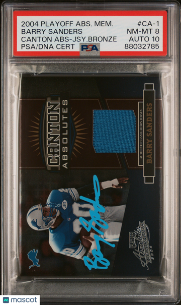 2004 Playoff Absolute Memorabilia Canton Absolutes Barry Sanders #CA-1 Jsy. Bronze PSA 8 Auto 10