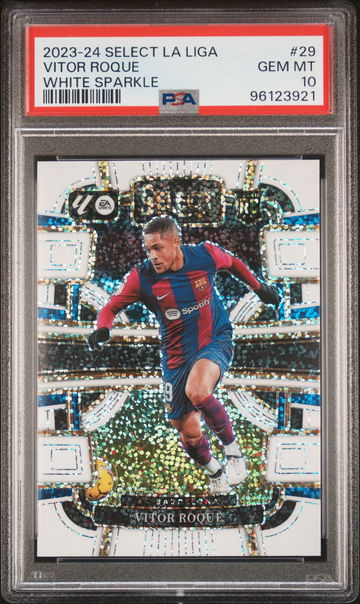 2023-24 PANINI SELECT LA LIGA VITOR ROQUE WHITE SPARKLE SSP #29 ROOKIE RC PSA 10