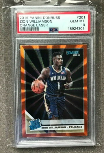 2019-20 Donruss Zion Williamson Orange Laser #201 PSA 10 RC
