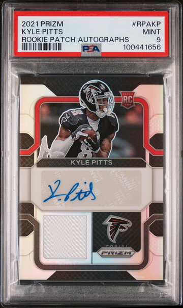 2021 Panini Prizm Rookie Patch Autographs Silver Kyle Pitts #RPAKP /99 PSA 9