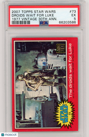 2007 Topps Star Wars 1977 Vintage 30th Anniversary Stamped Card Droids Wait For Luke #73 PSA 5