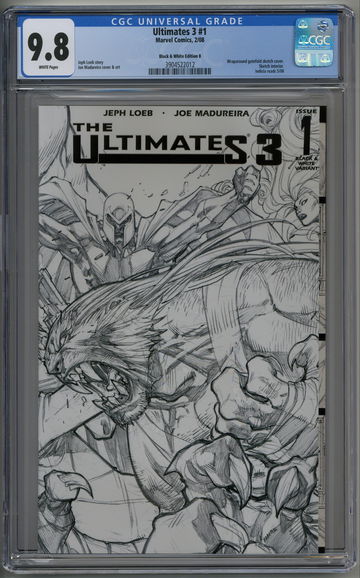 Ultimates 3 #1 CGC 9.8 Black & White Sketch Variant Magneto, Sabretooth & Mystique