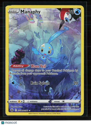Pokemon 2023 Crown Zenith Manaphy #GG06/GG70