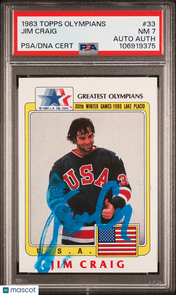 1983 Topps History's Greatest Olympians Jim Craig #33 PSA 7 Auto A