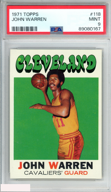 1971 TOPPS JOHN WARREN #118 CLEVELAND CAVALIERS PSA 9 MINT