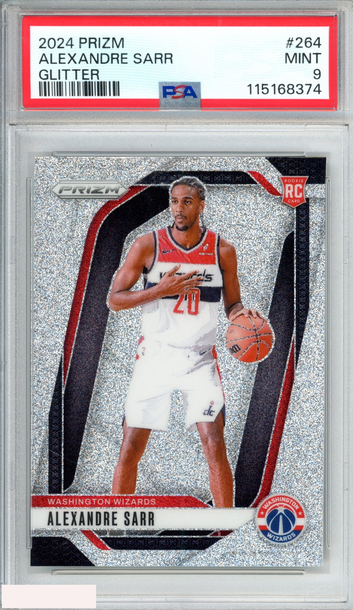 2024 PANINI PRIZM ALEXANDRE SARR #264 GLITTER ROOKIE RC WIZARDS PSA 9 MINT