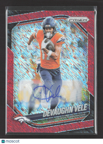 2025 Panini Prizm Football Devaughn Vele #54 Red Shimmer /35