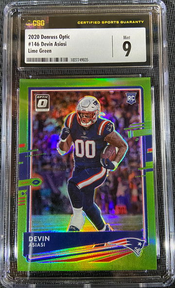 2020 Donruss Optic LIME GREEN /35 ROOKIE Devin Asiasi CSG 9 MINT
