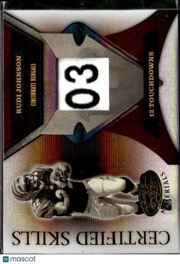 2005 Leaf Certified Materials Certified Skills Rudi Johnson #CS-20 /25 Game-Worn Jersey