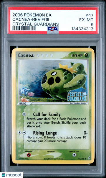 2006 Pokemon EX Crystal Guardians Cacnea-Rev. Foil Crystal Guardians PSA 6 #47