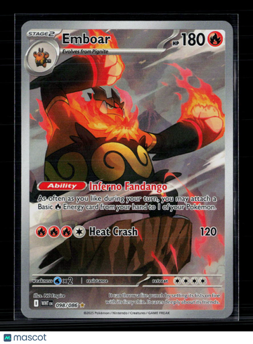 2025 Scarlet & Violet White Flare Emboar Holo Secret Rare #98/86