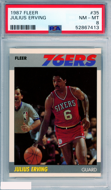 1987 FLEER JULIUS ERVING #35 HOF PHILADELPHIA 76ERS PSA 8 NM-MT