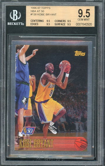 1996-97 Topps 138 Kobe Bryant RC NBA at 50 BGS 9.5 Gem Mint