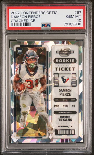 2022 Panini Contenders Optic Cracked Ice Dameon Pierce #67 RC /22 PSA 10
