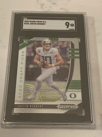 2020 PANINI PRIZM DP 102 JUSTIN HERBERT SGC 9
