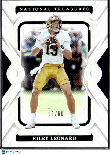 Riley Leonard 2025 Panini National Treasures Collegiate RC /60 Notre Dame Fighting Irish