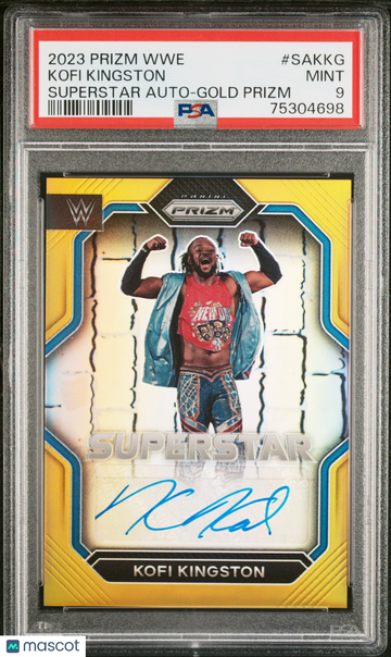 2023 Panini Prizm WWE Superstar Autographs Kofi Kingston #SAKKG Gold PSA 9