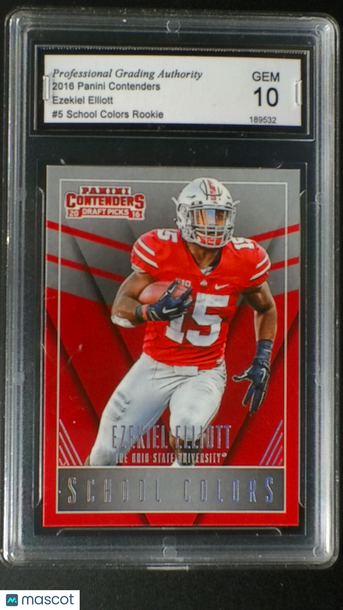 2016 Panini Contenders Draft Picks School Colors Ezekiel Elliott #5 Rookie Insert PGA 10