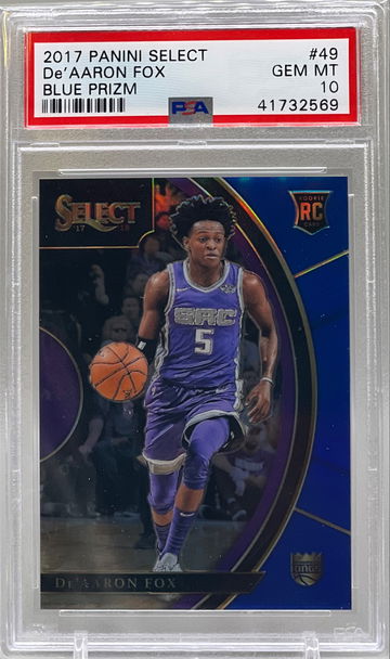 2017 Panini Select De’Aaron Fox Blue Prizm /299 PSA 10