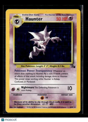1999 Fossil Haunter Holo Rare #6/62